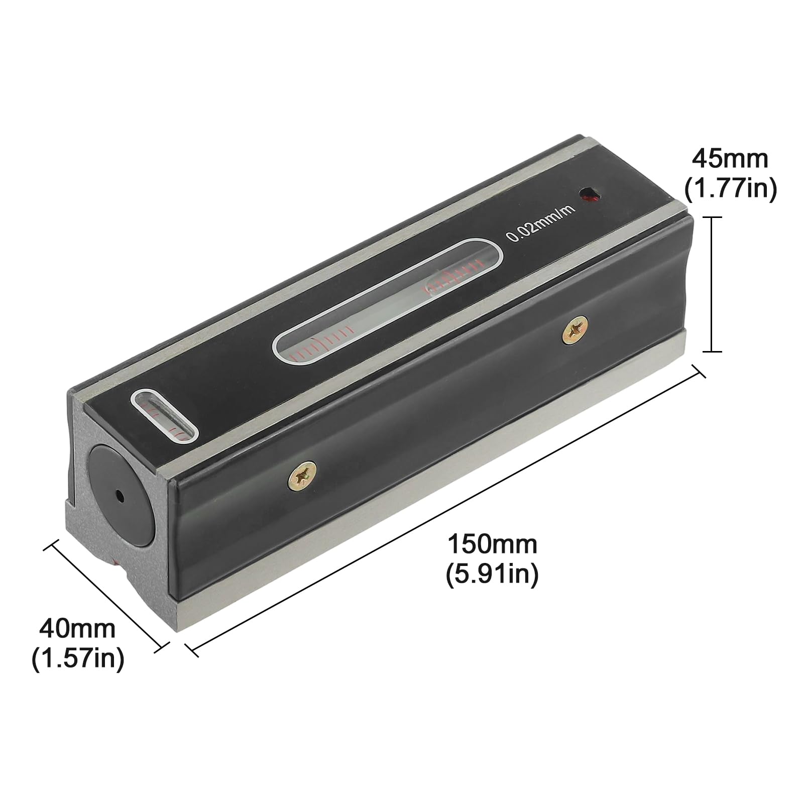 DAZZLEEX Livella bolla,Livella in acciaio di precisione da 0,02 mm di grado industriale,200mm Livella a bolla per installatori