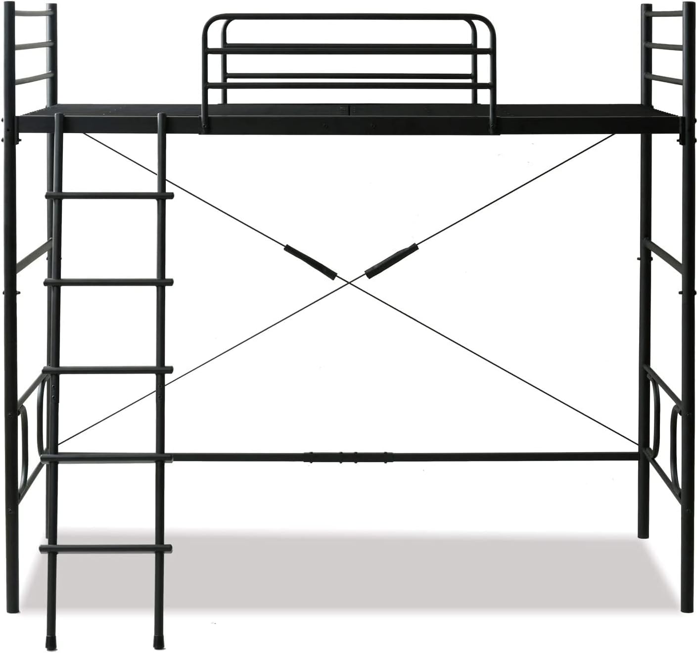 Yamazen BLB-80180 (MBK) Loft Bed, Bed Frame, Semi-Single Adults, Floor Plate, 2 Levels, High Type, Low Type, Width 32.7 x Depth 74.0 x Height 35.0 inches (83 x 189 x 181 cm), Assembly, Matte Black
