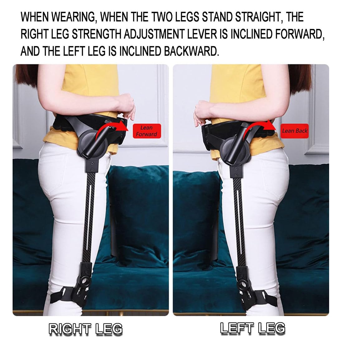 Bionic Body Power Walking Aids,Fácil Ajuste Una Mano,Materiales Ligeros (Fibra Carbono+PA) 1.05kg,3 Niveles Ajustables,Funciona Sin Necesidad de Carga,Exoesqueleto para Caminar,M