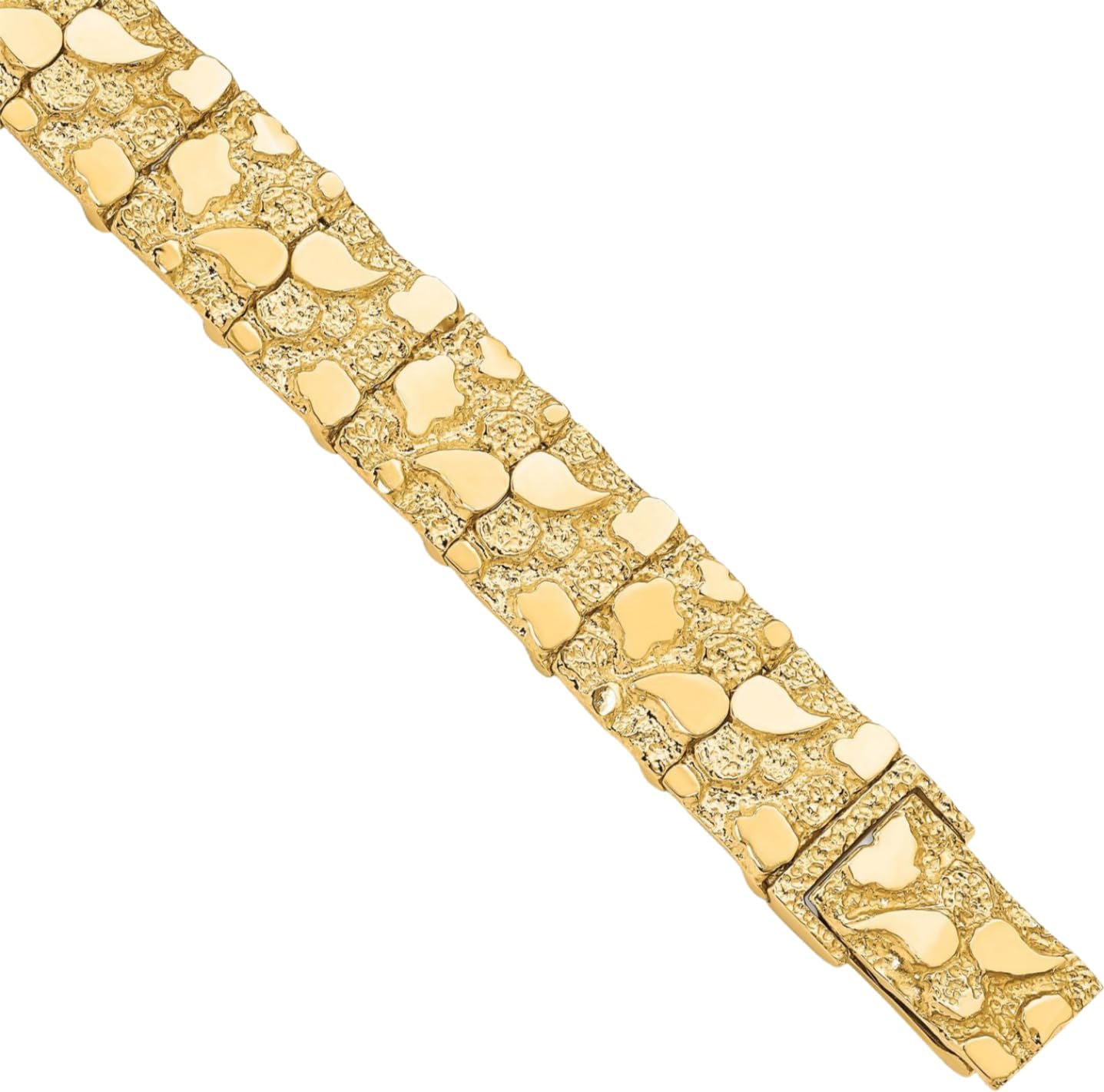 IceCarats 10K Solid Yellow Gold 12mm Chunky Link Chain Nugget Bracelet Polished