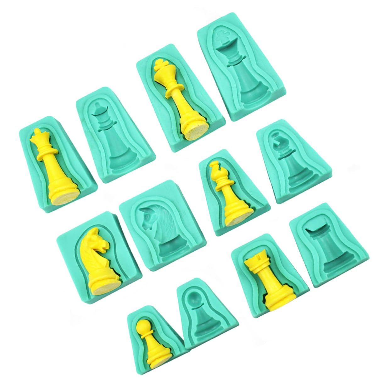 TOYANDONA Molde de Silicona Flexible para Pasteles 12 Piezas en Forma de Ajedrez, Ecológico y Creativo para Hornear y Chocolate