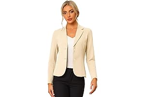 Women's Work Office Lapel Collar Long Sleeve Stretchy Casual Beige Blazer Jacket