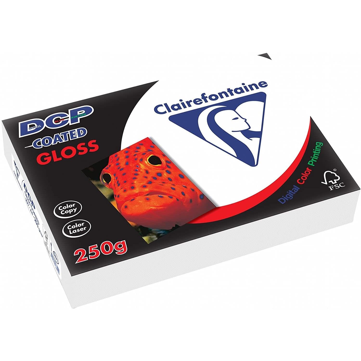 CLAIREFONTAINE Lot de 3 Ramettes 250 Feuilles Papier DCP 250g A4 210x297 mm Certifié FSC Couché Brillant Blanc