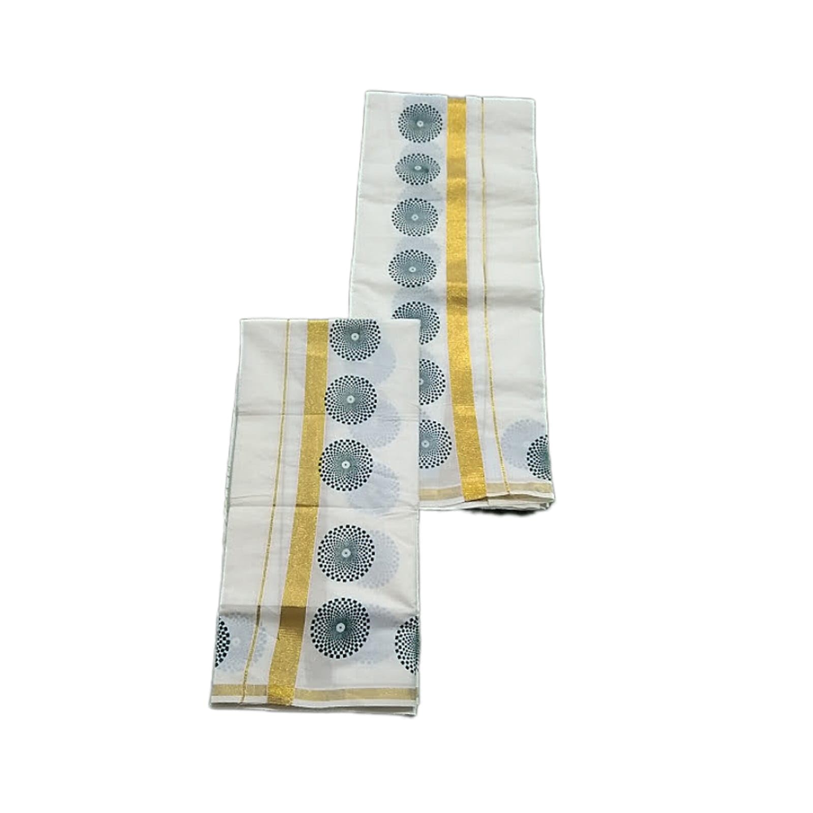 KUTHAMPULLY PURE COTTON GEOMETRIC DESIGN PRINTED SETMUND. | ONAM SPECIAL PURE COTTON SETMUNDU-image-13