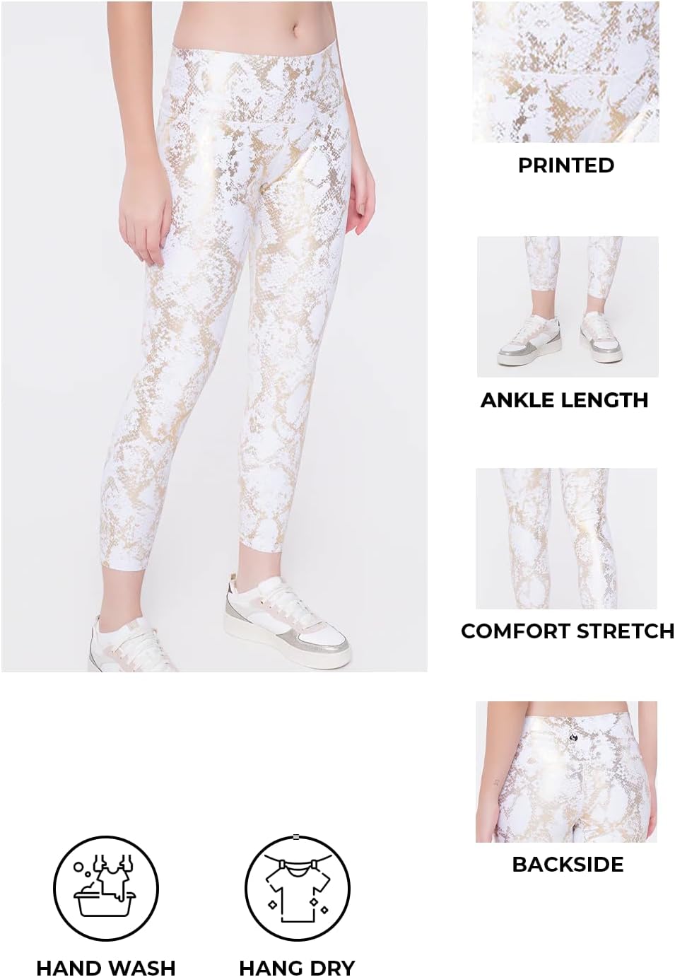 Women’s Golden Snake Leggings Seamless Compression Yoga Pants with Tummy Control, Squat Proof Workout Leggings - Image 6