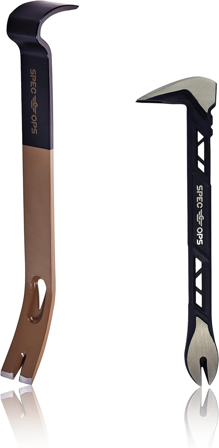 Spec Ops Tools 1″ Cats Paw & 15″ Flat Pry Bar Crowbar Tool Set, Teardrop Nail Pullers, High-Carbon Steel, 3% Donated to Veterans
