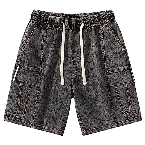 Short en jean élastique pour homme fort fuyant les ceintures serrées