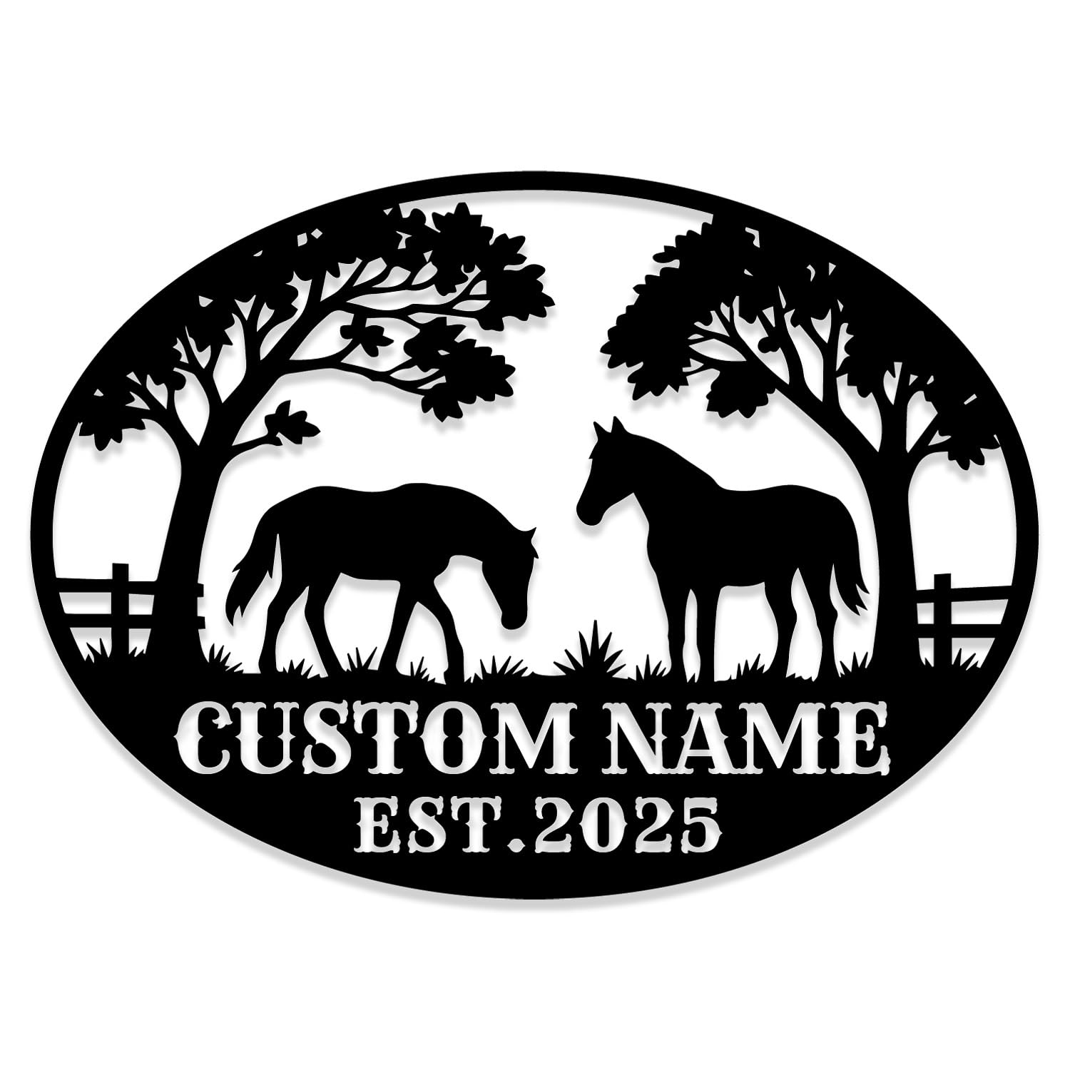 Custom Horse Ranch Metal Sign,Personalized Farm Name Sign, Western Stable Decor,Equestrian Cowboy Decor,Cabin House Number Address Plaque (Style-E)