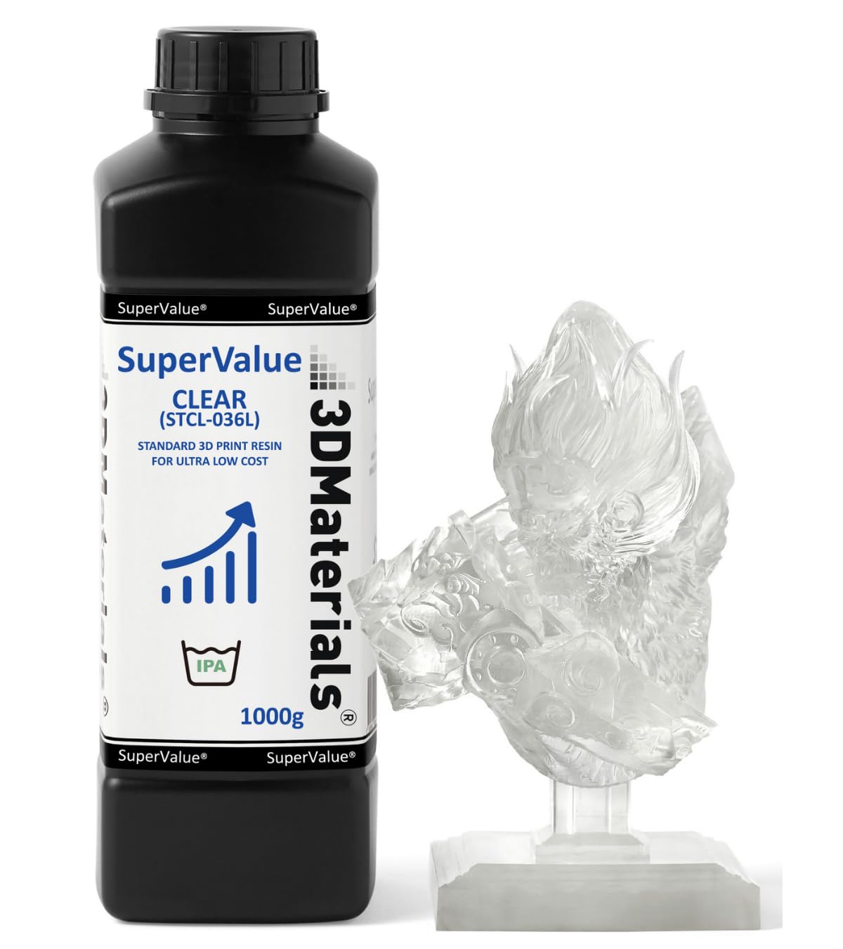 SuperValue Resina para impresora 3D para impresión de bajo costo, fabricada en Corea por 3DMaterials (1000g, Transparente)