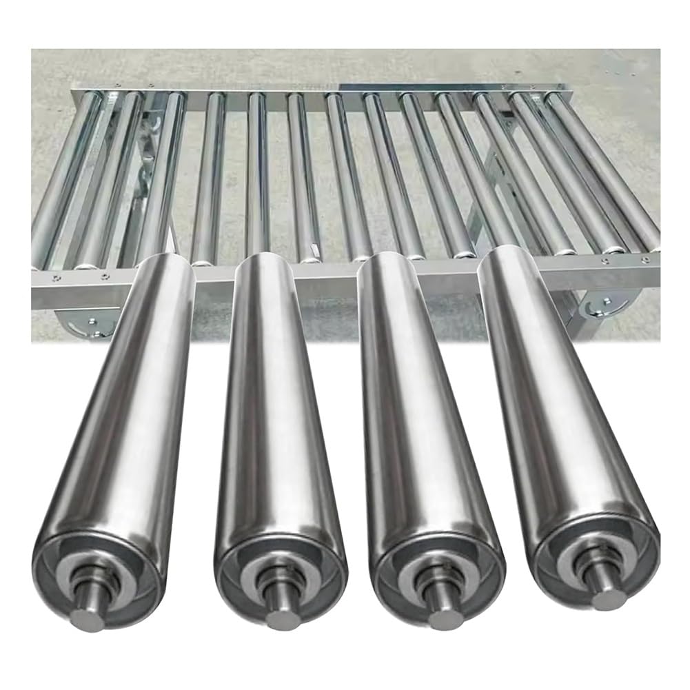 Rodillos transportadores de acero inoxidable, juego de 4 rodillos de cinta de transferencia de 8 mm de diámetro para uso industrial (plata, 50 mm x 400 mm)