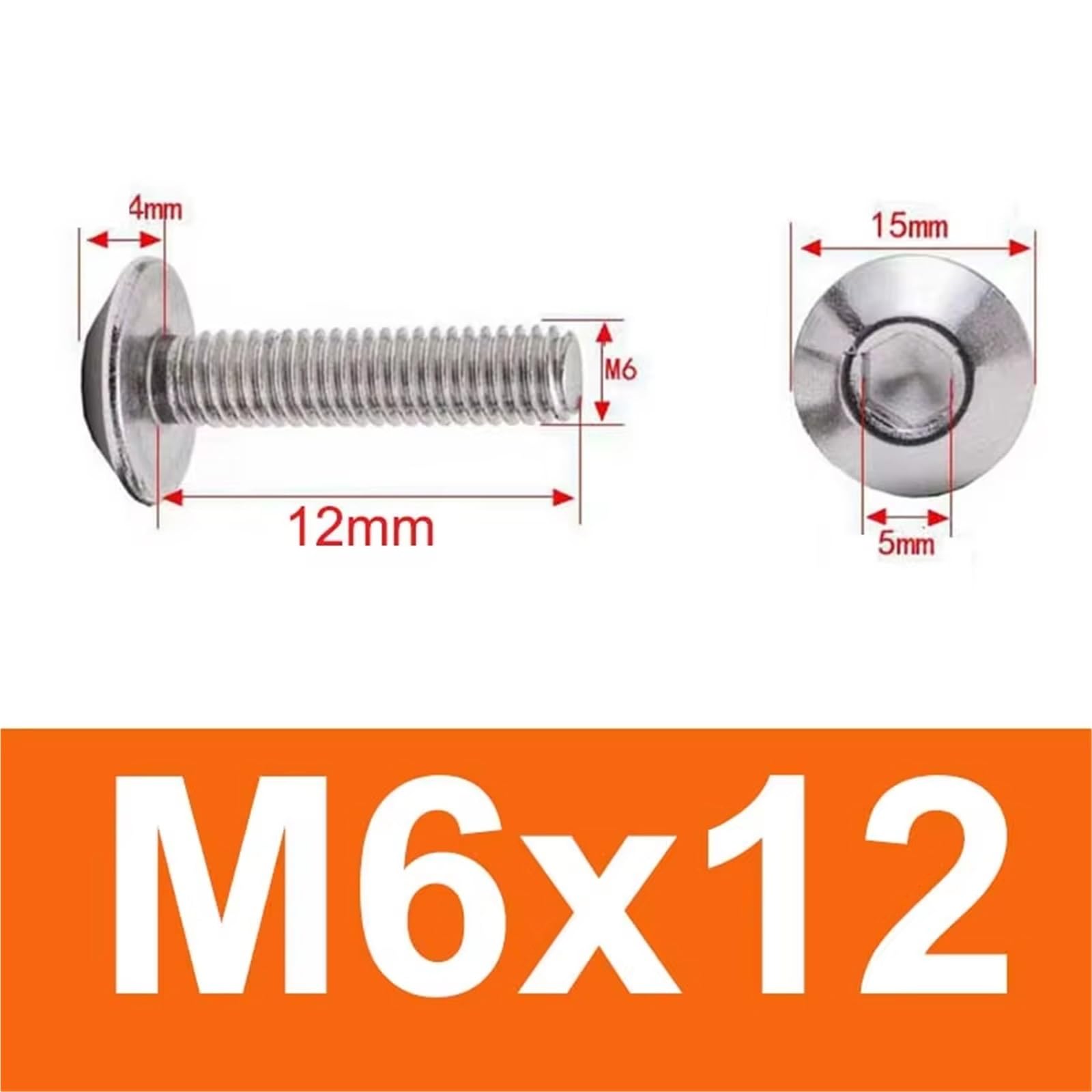 10pcs In Acciaio Inox Per Grande Per La Testa Piatta Esagono Vite Bulloni M6 12/16/20mm Per Moto Ciclomotore Scooter Piani Di Coda Bulloni Di Fissaggio Viti