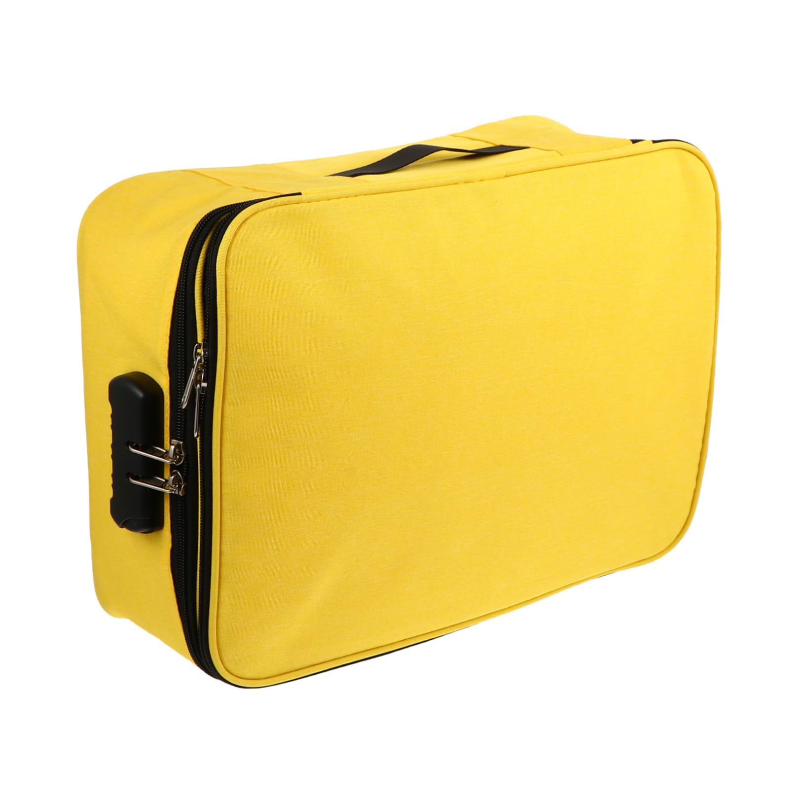 Holibanna 1pieza Gran Capacidad Estuche De con Cerradura para De Negocios Organizador De Tarjetas y Accesorios Bolsa Multifuncional Amarilla con Doble