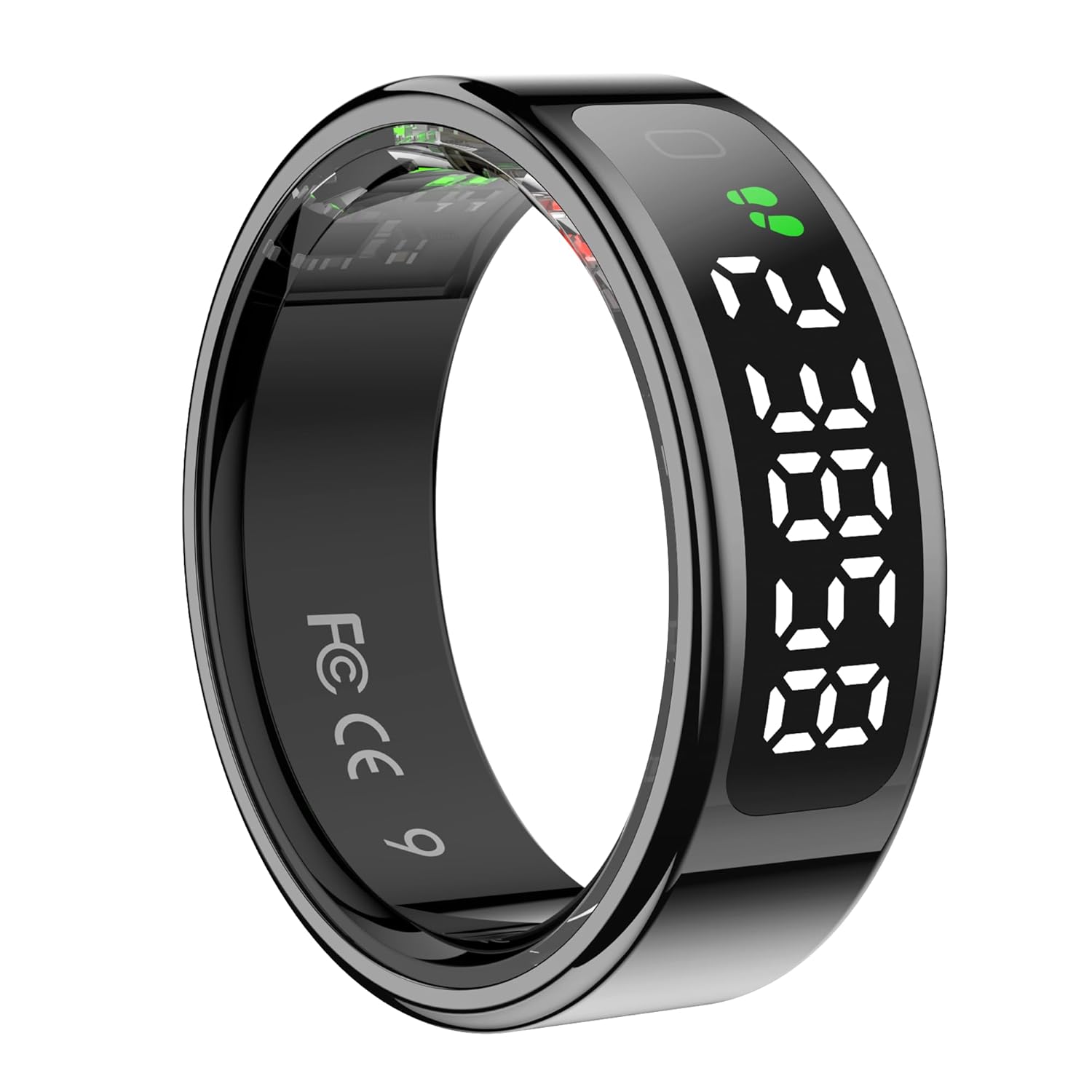 Telezim Smart Ring Health Tracker Titanium Silver Round Design Touch Screen Bluetooth Connectivity Water Resistant Health Monitoring for
