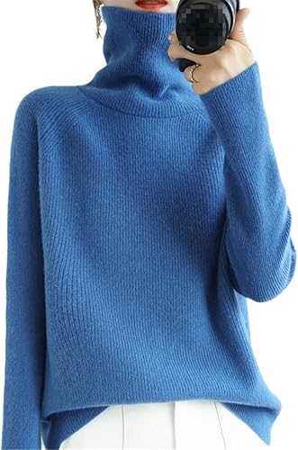 Suéteres y suéteres de cachemira para mujer, cuello alto, grueso, color sólido, suave, para mujer, suéter suelto