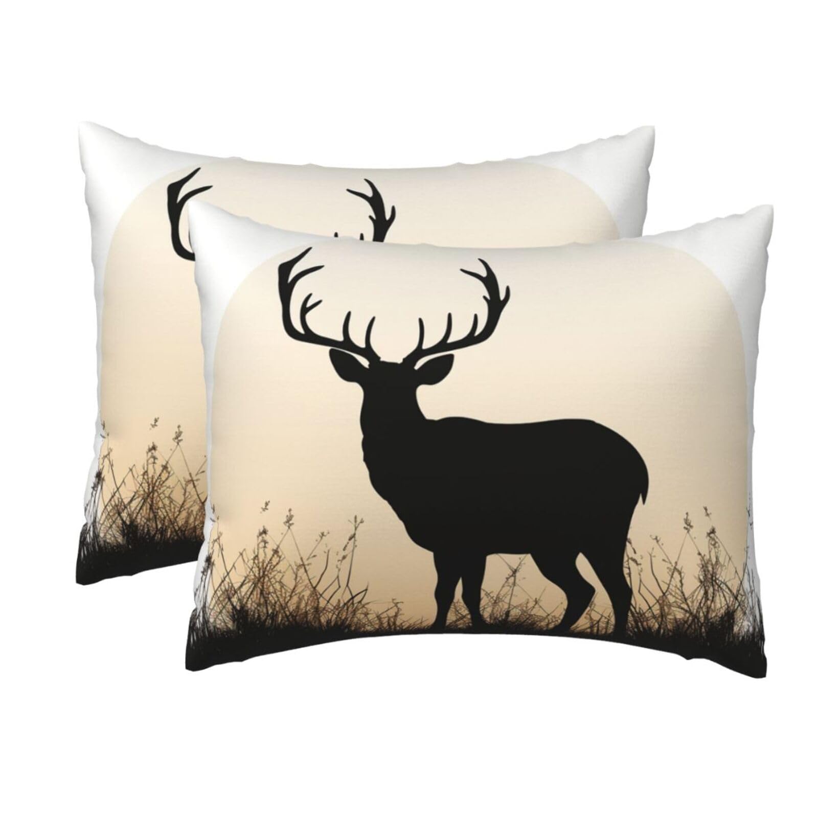 2 Pack Standard Size Pillow Cases for Hair and Skin Soft Breathable Pillow Case Covers with Hidden Zipper Deer Silhouette Pillowcase 20x26 Inches Pillow Cover for Sleeping Gift