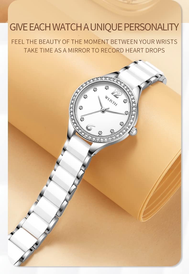 FANMIS Ladies Fashion Watches Luxury Rhinestone White Ceramic Watch Waterproof Watch Elegant Dress Watch - Image 3