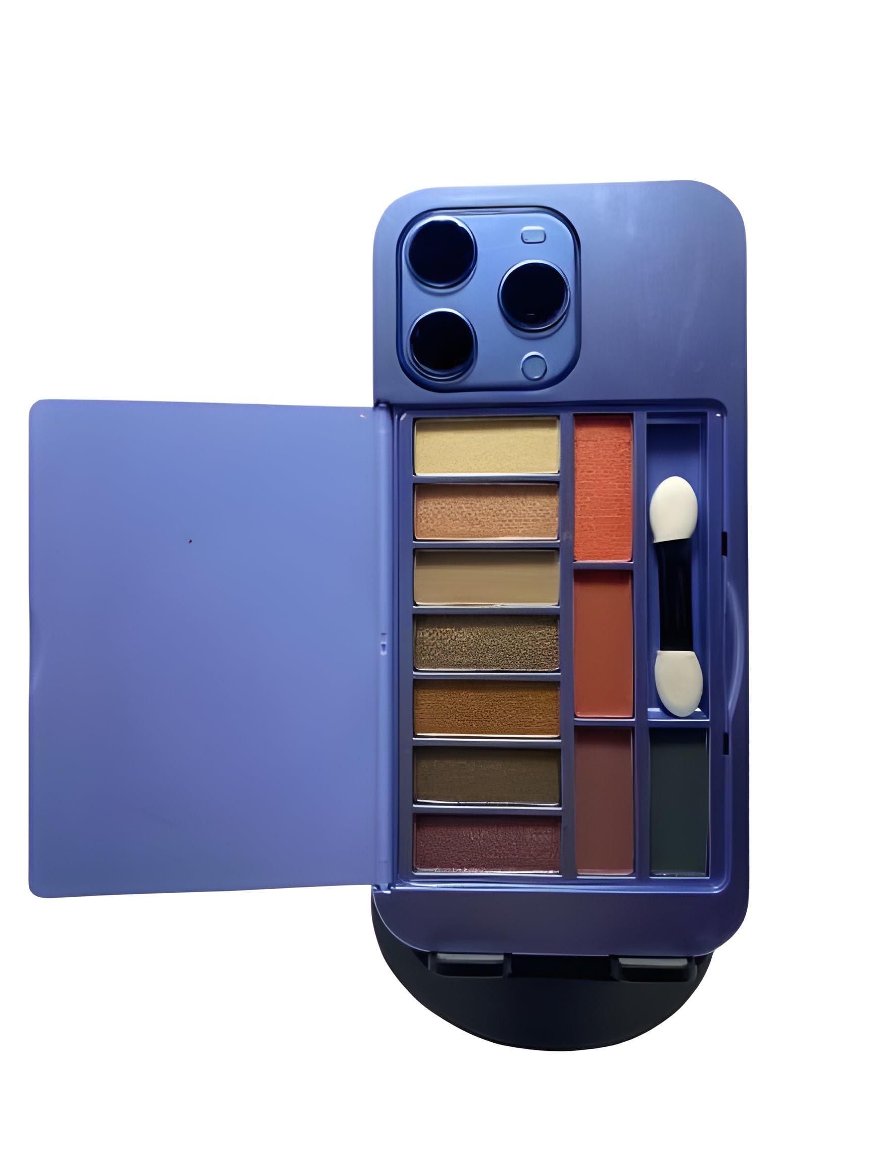 Beauty Makeup Kit in iPhone-Shaped Case | Includes Long-Lasting Brightening Complexion and Highlight Blush Palette with Mirror (Blue)-image-2