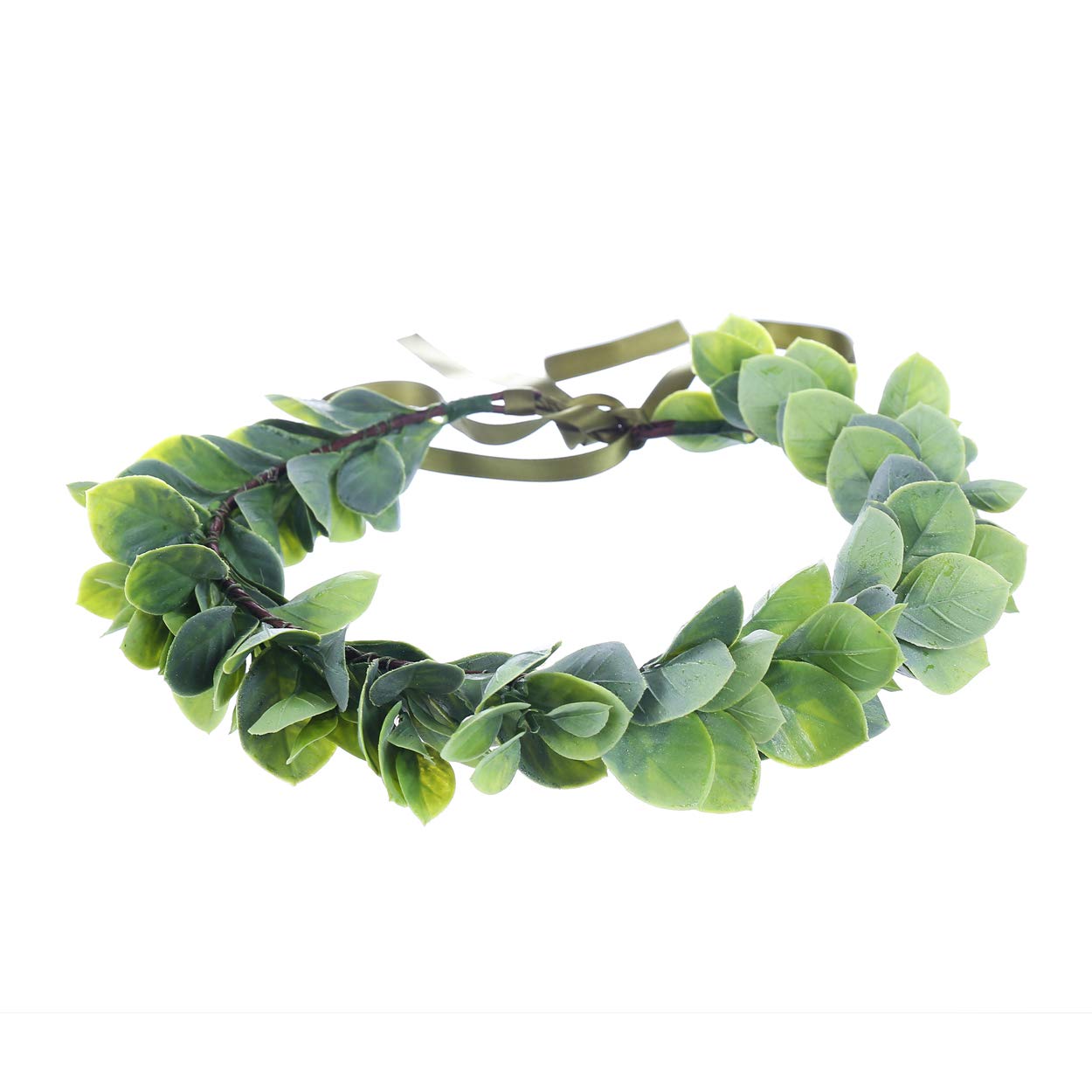 Ever Fairy Corona per capelli da sposa per ragazze, con fiori, fascia per capelli da donna, stile bohémien, ghirlanda di fiori per neonati, corona per capelli (foglia verde), Foglia verde., 1 count