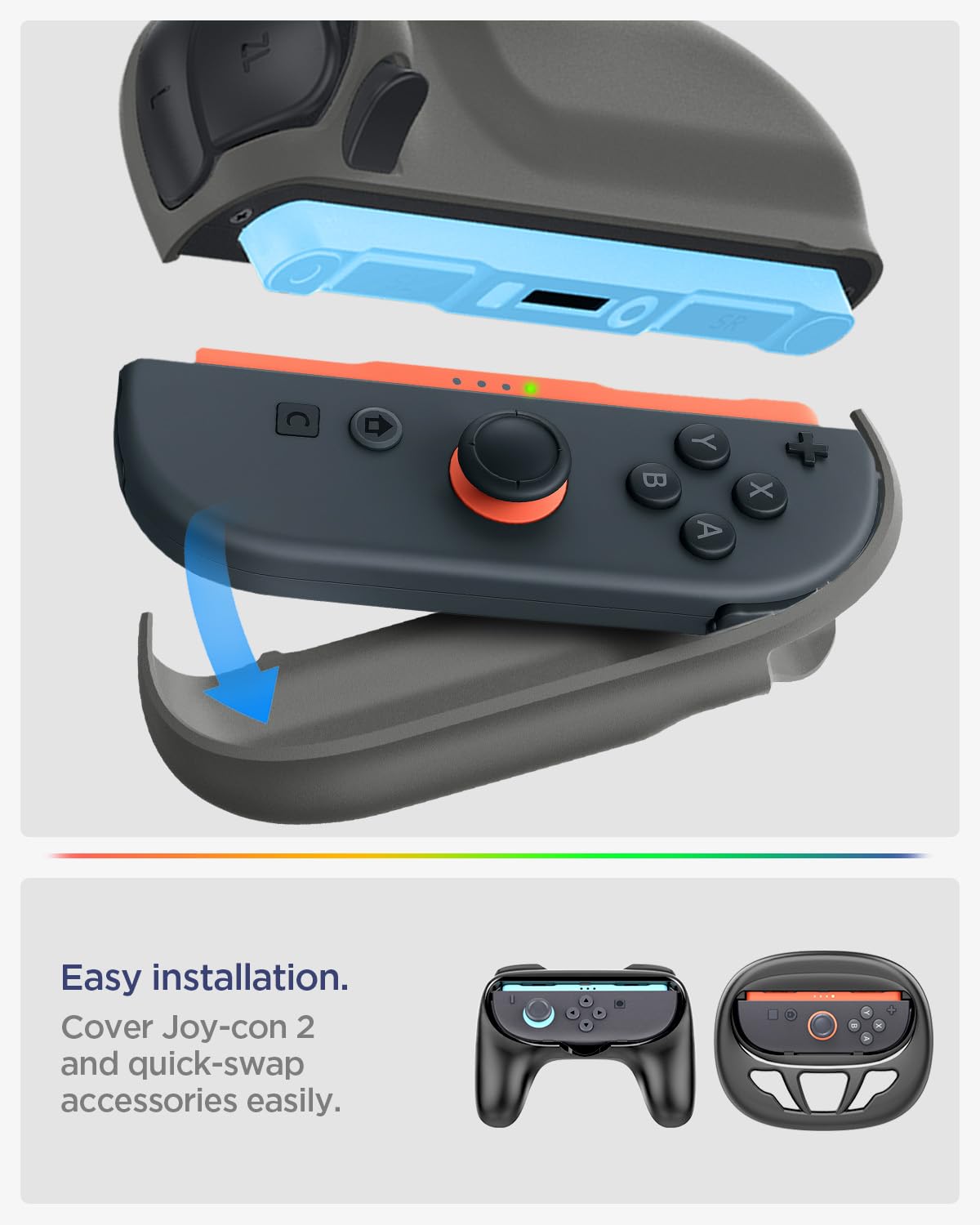 Spigen Nano Pop Coque Compatible avec Nintendo Switch 2 2025 Étui avec Support - Sésame Noir