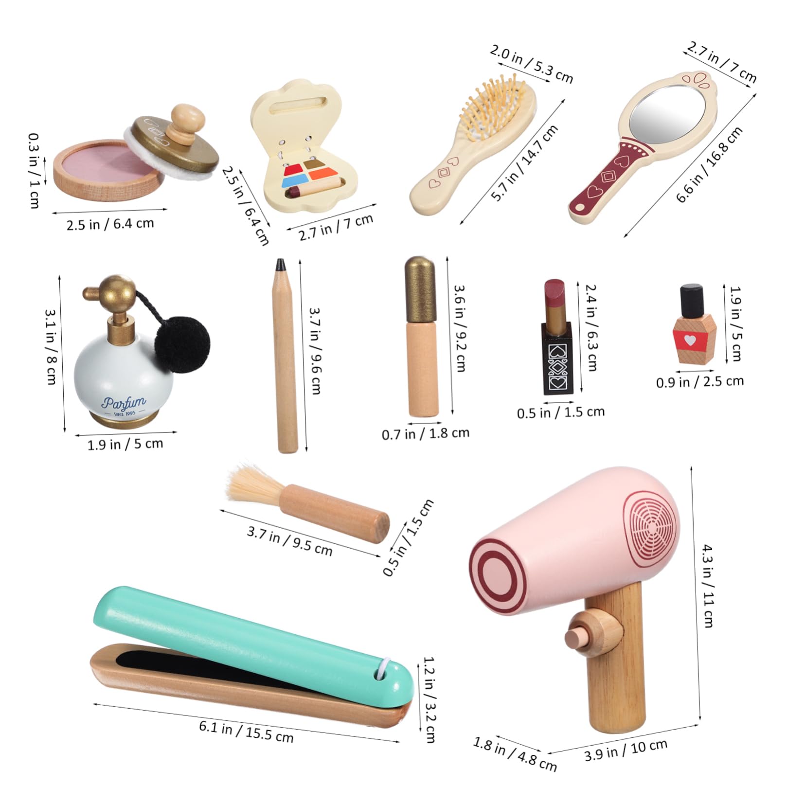 Holz Schminkspielzeug Satz für Kinder, 1 Satz Spielzeug Make Up | Rollenspiel Zubehör für Mädchen, Sichere Nutzung, Feine Verarbeitung, Geeignet für Spielzeit und Feiertage