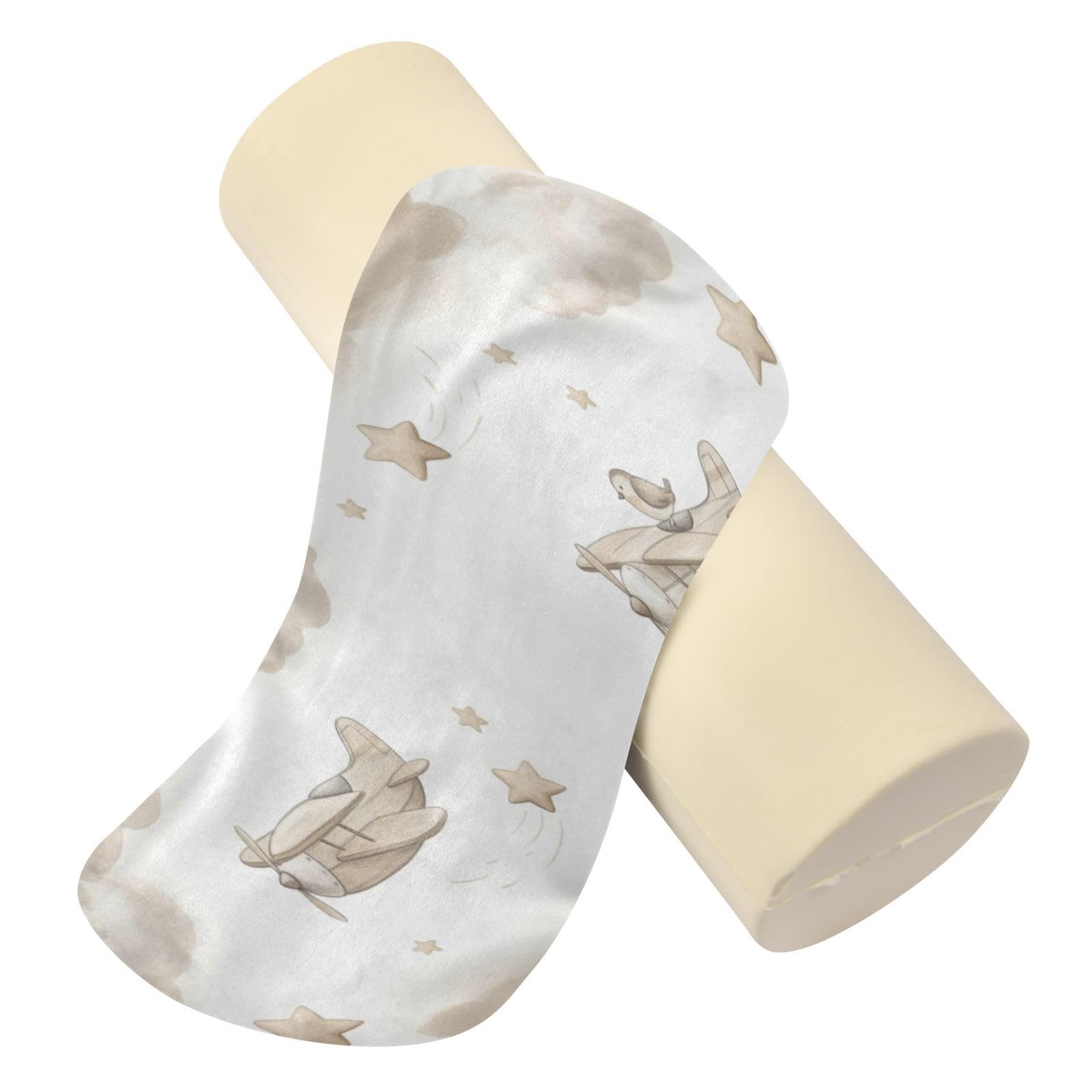 Kigai Planes and Clouds Cervical Pillow for Neck Pain Relief Neck Roll Memory Foam Bolster Pillow for Legs Bed Head Back Sleeping Support