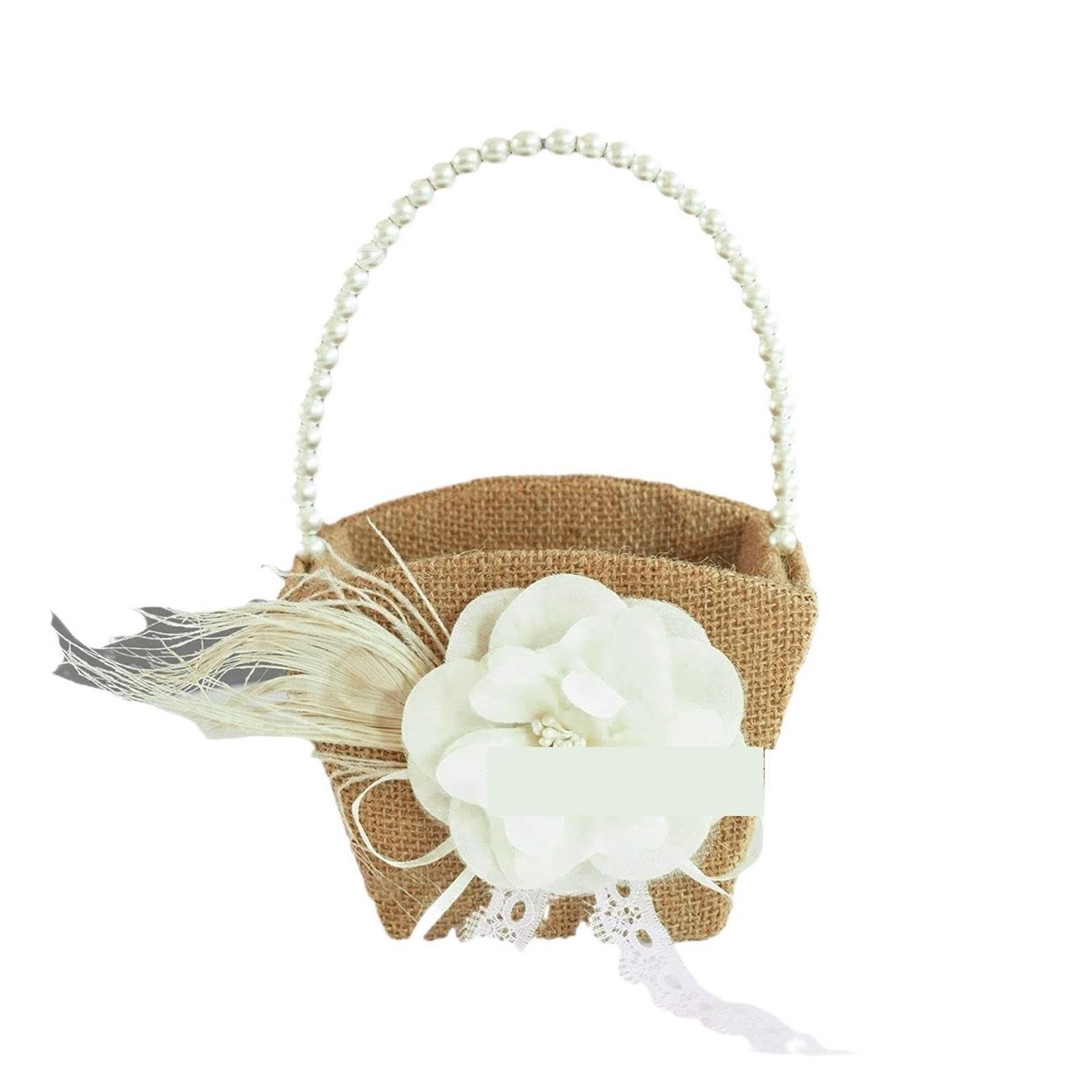 1pcs Wedding Linen Flower Basket Per Matrimoni