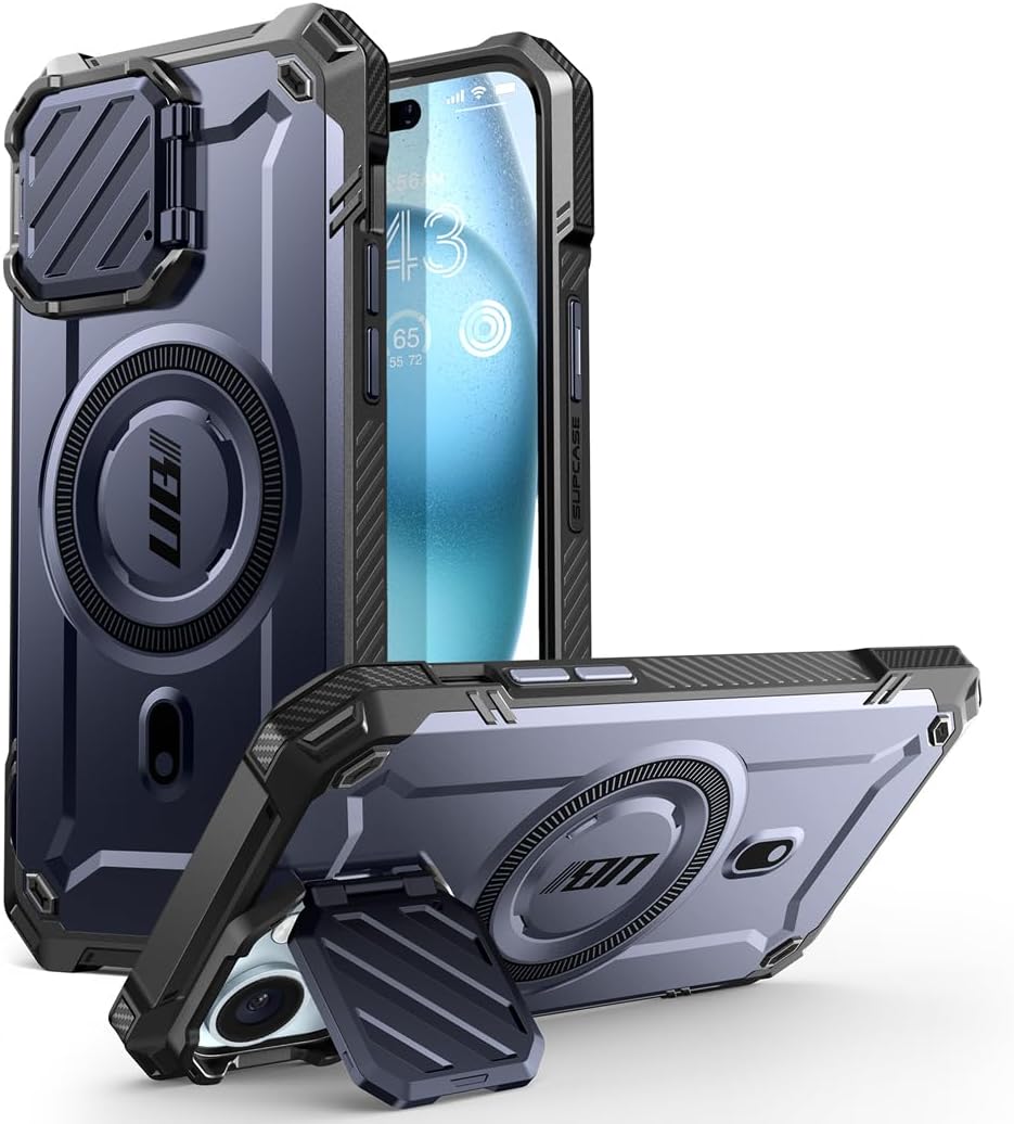 SUPCASE for iPhone 13/14 / 15 / 16e / 17e Case with Camera Cover Stand