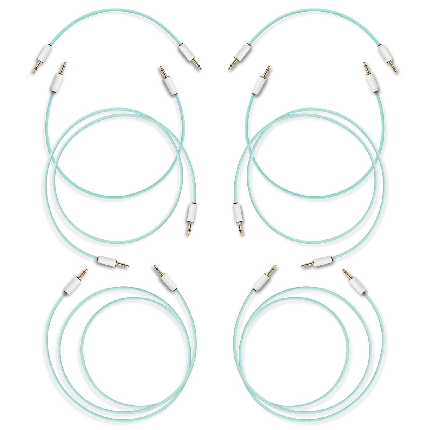 MyVolts Candycords Modular Patch Cables, 8-Pack, Straight mini Mono Jack to Straight mini Mono Jack, 2x15cm, 2x30cm, 2x50cm and 2x80cm, Marshmallow Pink