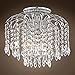 Waterfall Design 4 Light 16" Chrome Flush Mount with Clear Swarovski Crystals