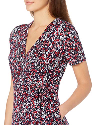 Image of Amazon Essentials Women's Short Sleeve Faux-Wrap V Neck Dress
