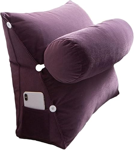 CUSENA Cojín triangular de cuña, almohada triangular de lectura, almohada de cuña trasera con almohada ajustable para el cuello, cojín de apoyo