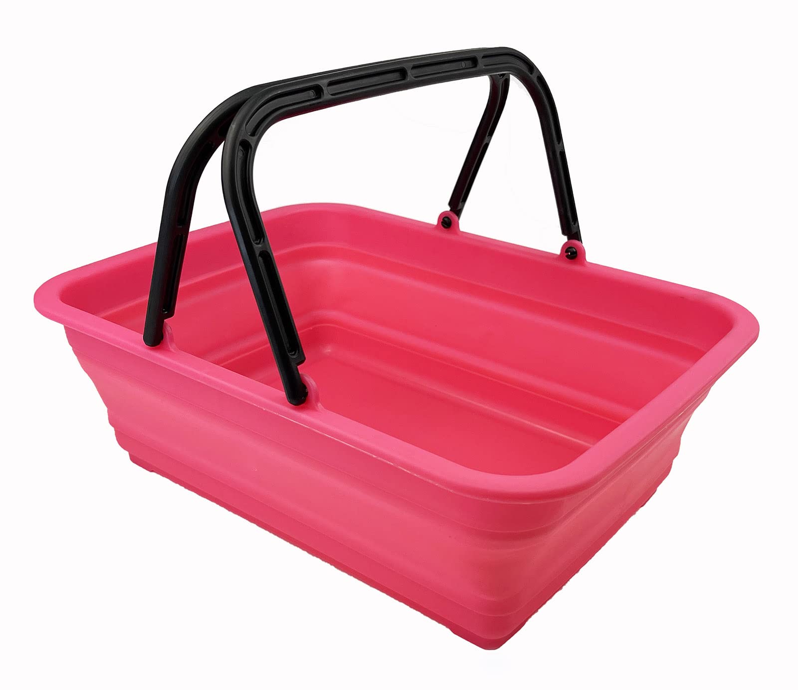 Sammart Rose Pink 8L Collapsible Basket With Handle - Portable Outdoor Picnic Basket/Crater - Foldable Shopping Bag (Rose Pink)