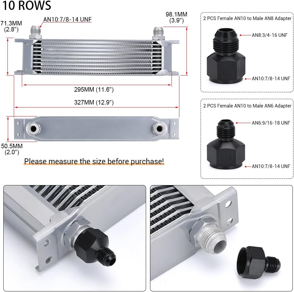 Motorcycle Accessories for AN10 Aluminum Radiator 10/13/15/16/19/25/30 Row British Type Car Cooler Cooling Replacement Universal Replaceable