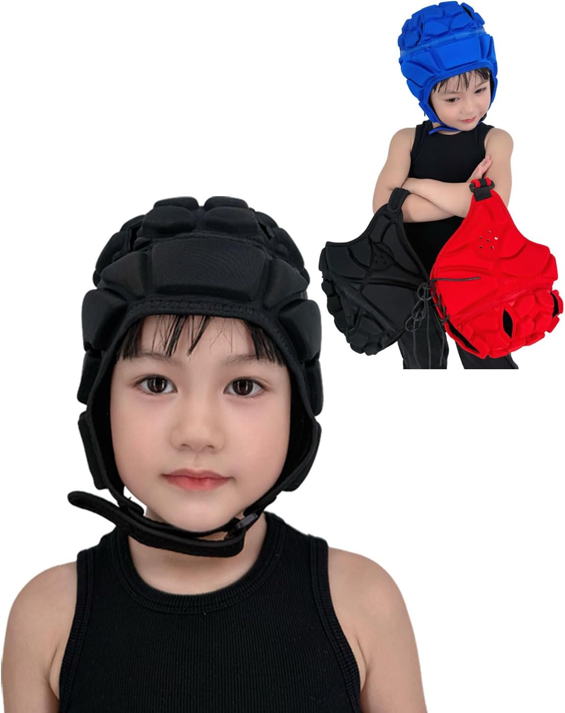 Soft Football Helmet, Soft Padded Headgear for Soccer,Padded Head Protection Gear,Protector for Youth Adults,Football Helmet Costume,Youth Football Helmet (Black, Medium)