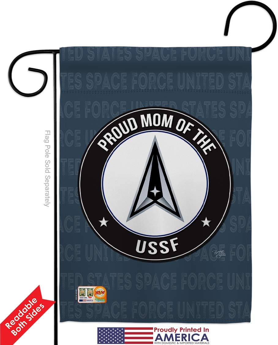 Space Force Proud Mom USSF Garden Flag Armed Forces United State Air American Military Delta Official Small Decorative Gift Yard House Banner Double-Sided Made In USA 13 X 18.5