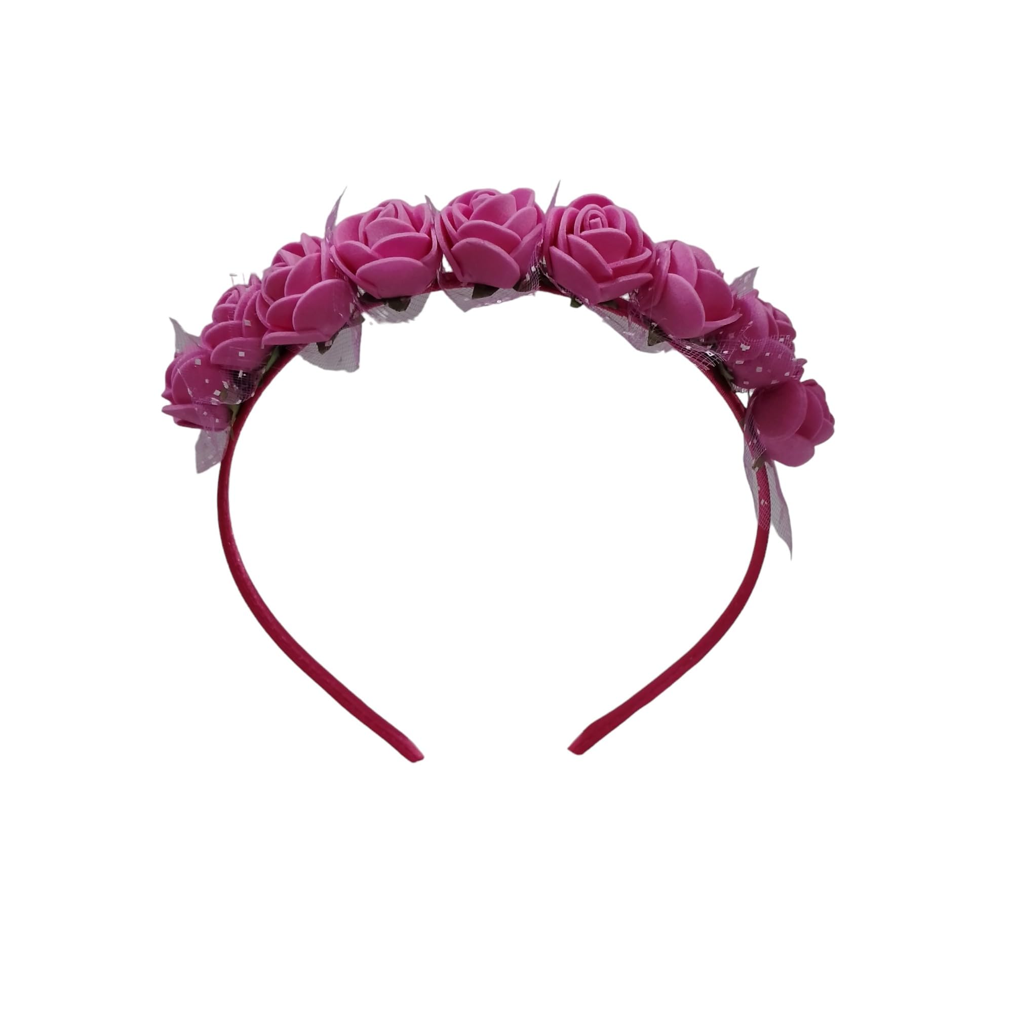 Floral hairband Flower Hair Band flower hair accessories Head Band floral for Women and Girls Tiara for women wedding - Artificial Dark Pink Color : 2 Pc-image-45