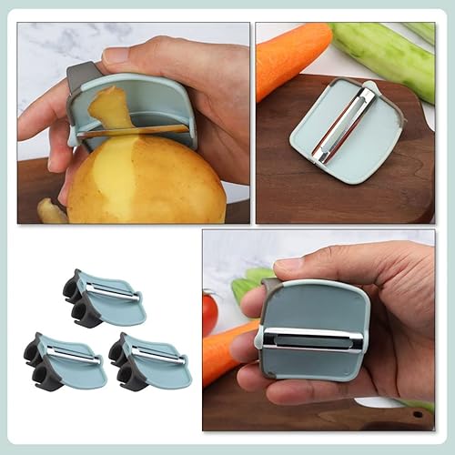 Miniatura 8 de HEMOTON 3 unids dedo melón rallador Veg Peeler Face Raspador Herramienta Pelador de patatas Dedo Pelador Naranja Patata Raspador Multifunción Palma
