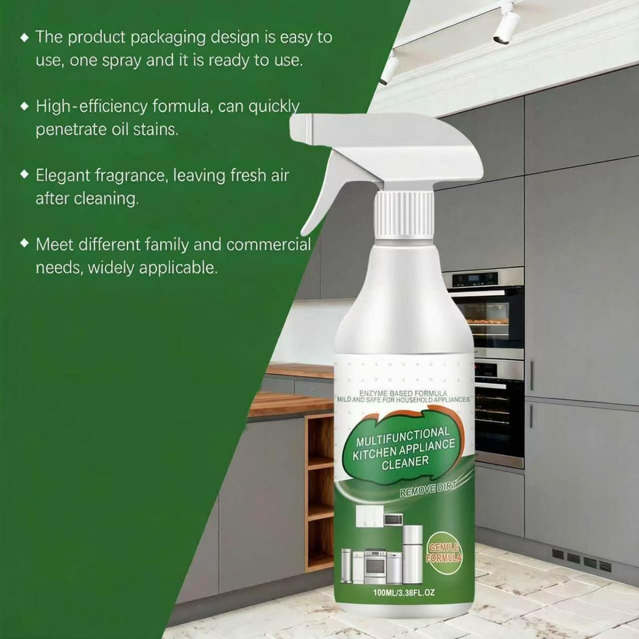 Potente Spray Detergente in Schiuma Multiuso per Elettrodomestici da Cucina, Sgrassante Pesante e Rimozione Macchie per Forno, Stufa, Cappuccio, Microonde, Formula di Taglio Grasso Delicato (7pcs)