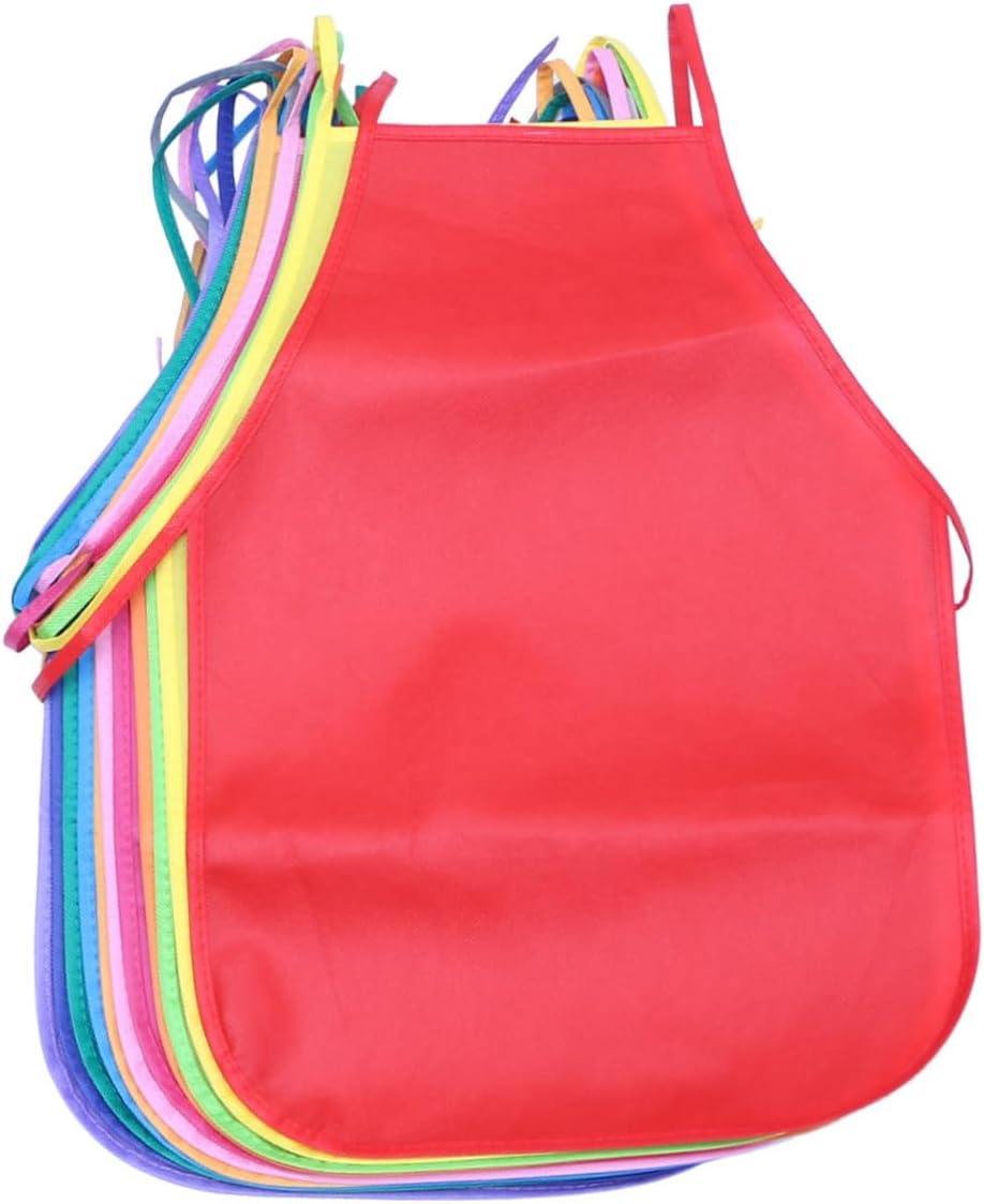 LABRIMP 24pcs Boys and Girls Non-woven Artist Aprons Fabric Painting Smocks for Classroom Activities Mixed Colors for Boys and Girls