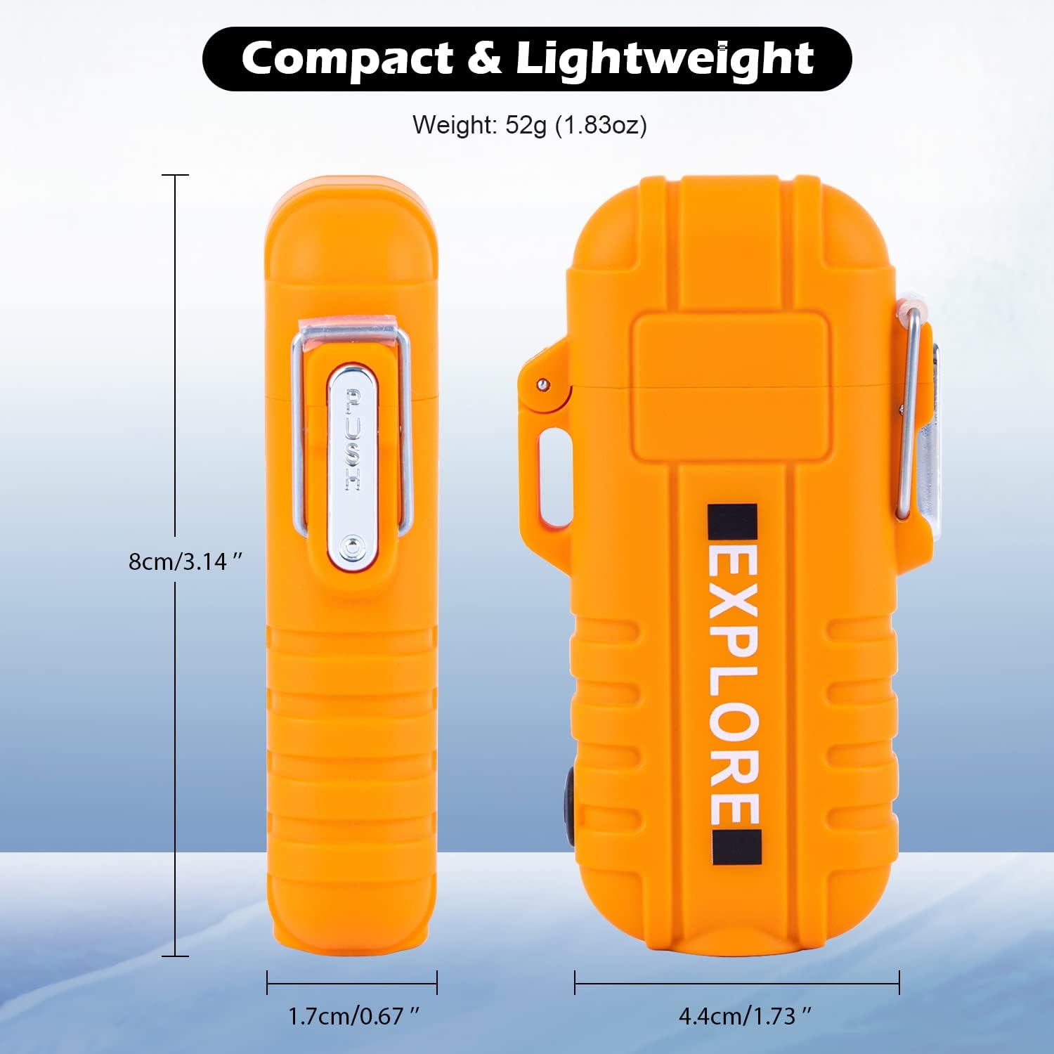 Comparison showing LcFun lighter working in wind versus a traditional lighter failing
