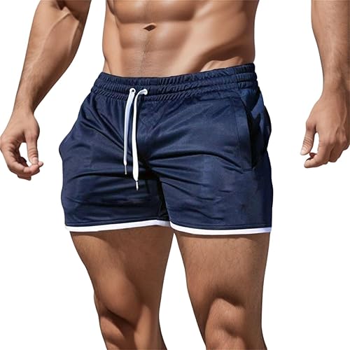 FLOSHO Gym Shorts Men, Men's 2 in 1 Running Shorts 3" Quick Dry Bodybuilding Drawstring Athletic Workout Gym Shorts for Men