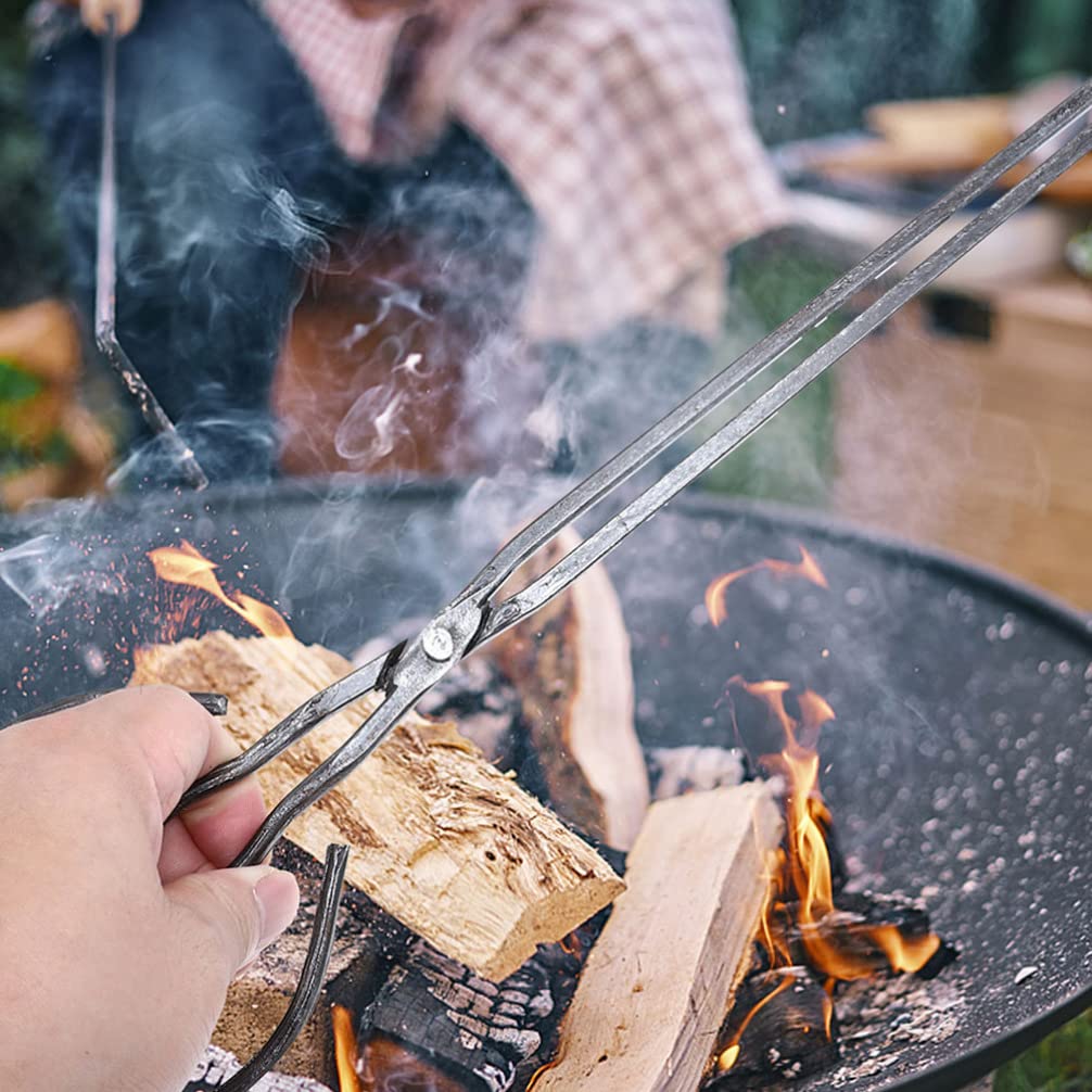 Kichvoe Pinza Per Carbone Allungata Pinza Per Legna Da Ardere Attrezzo Per Barbecue All Aperto e Uso Casalingo Resistente e Portatile