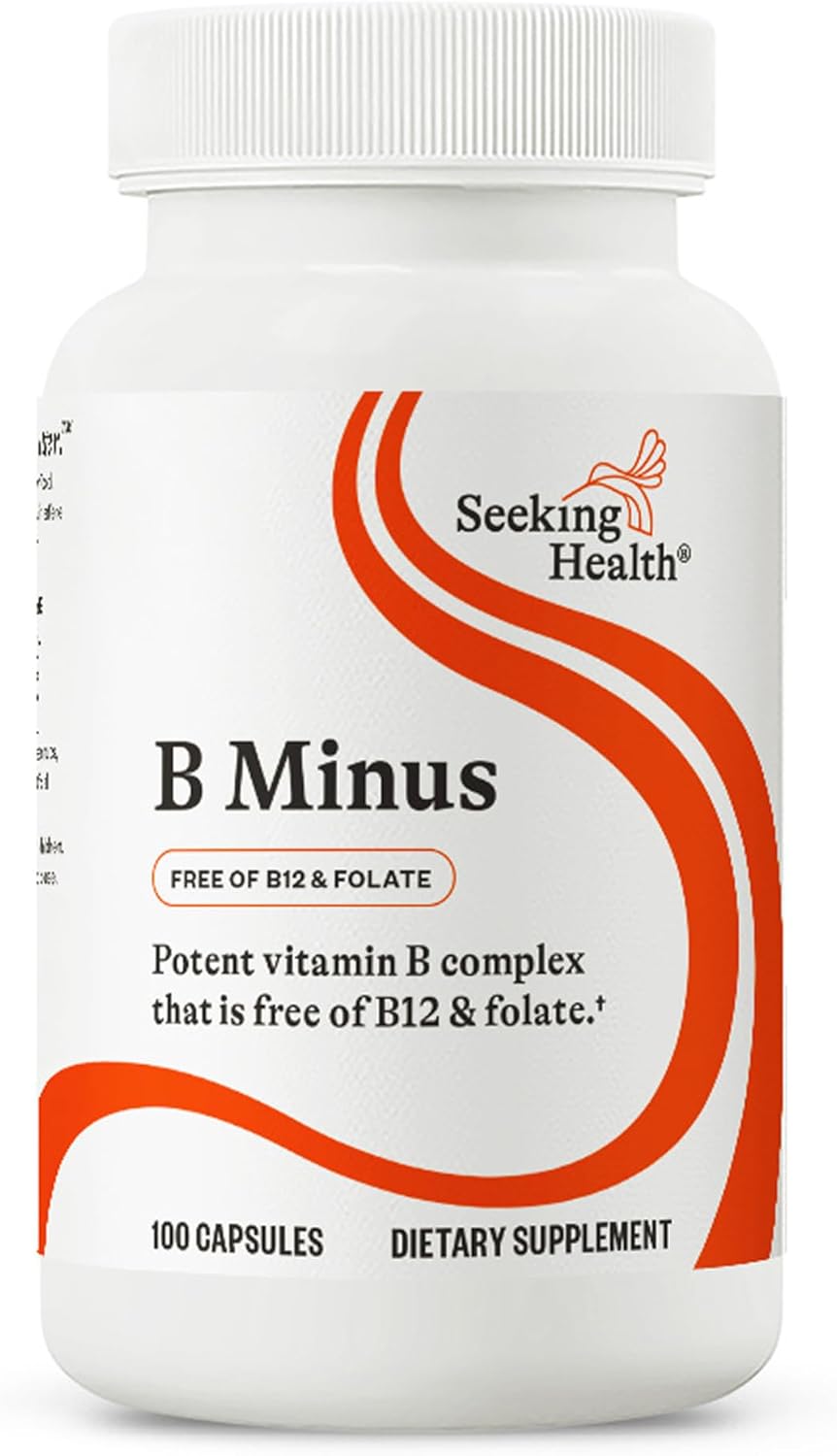 Seeking Health B-Minus - Complex Vitamin Supplement with Biotin & Riboflavin - Vitamin B Blend Supports Brain Health & Energy - 100 Capsules