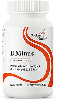 Seeking Health B-Minus, Vitamin B Complex to Support Methylation, MTHFR Support, Methyl-Free, Niacin, Biotin Supplement for Women, Vegetarian Capsules (100 Capsules)