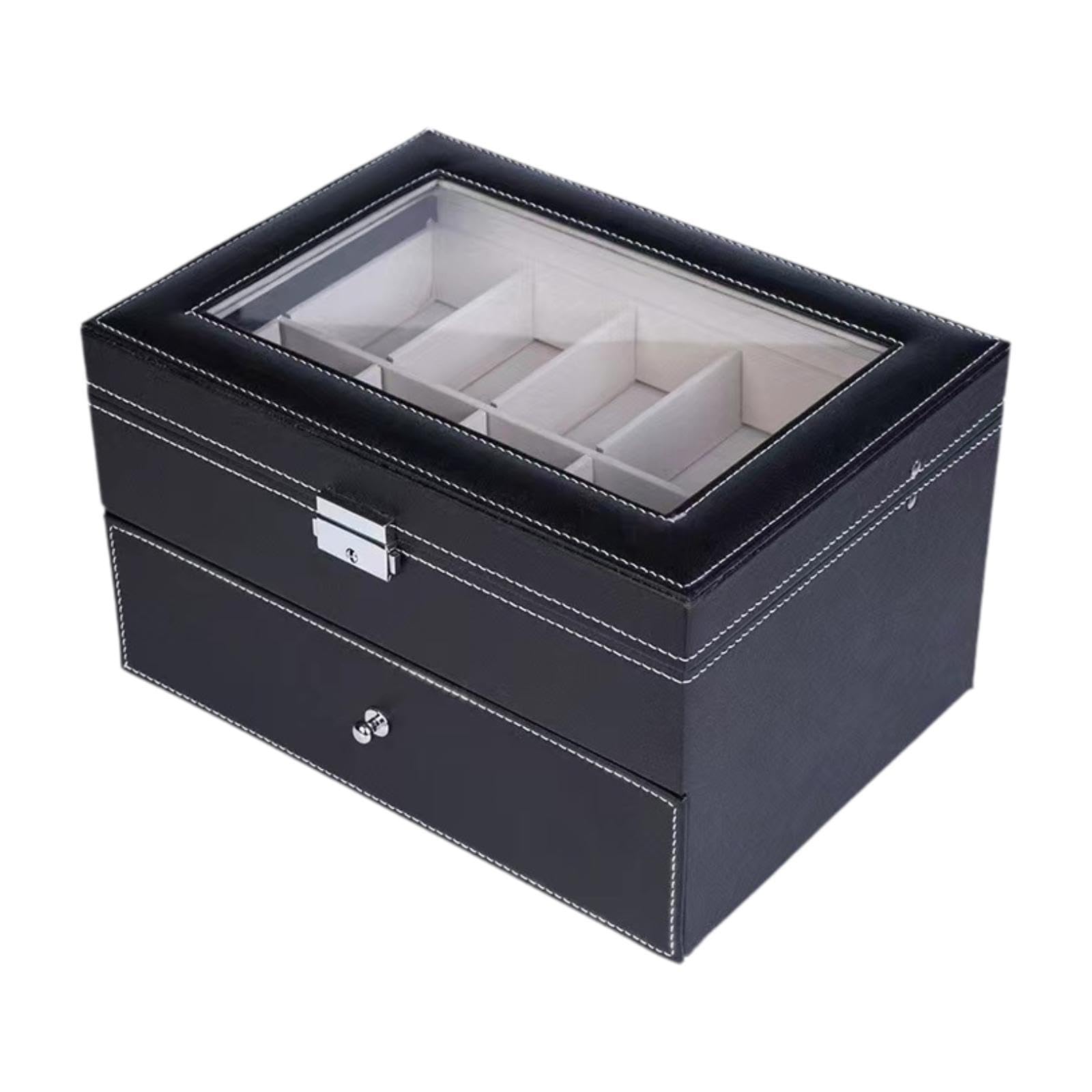 misppro Organizer Orologi 12 Slot Con Cassetto | organizer multiuso, compatto, cassetto porta oggetti, ideale per comò