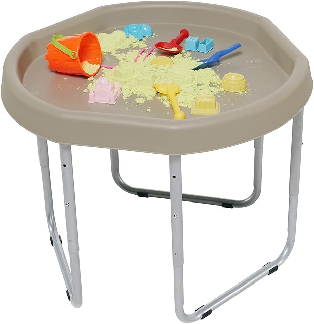 KUB Original Hexacle Tuff Tray & Stand (Sand Taupe) - Sensory Play Tray Stand for Kids Messy Play  Water and Sand  Garden Bubble Fun  2 Way Play With or Without Stand