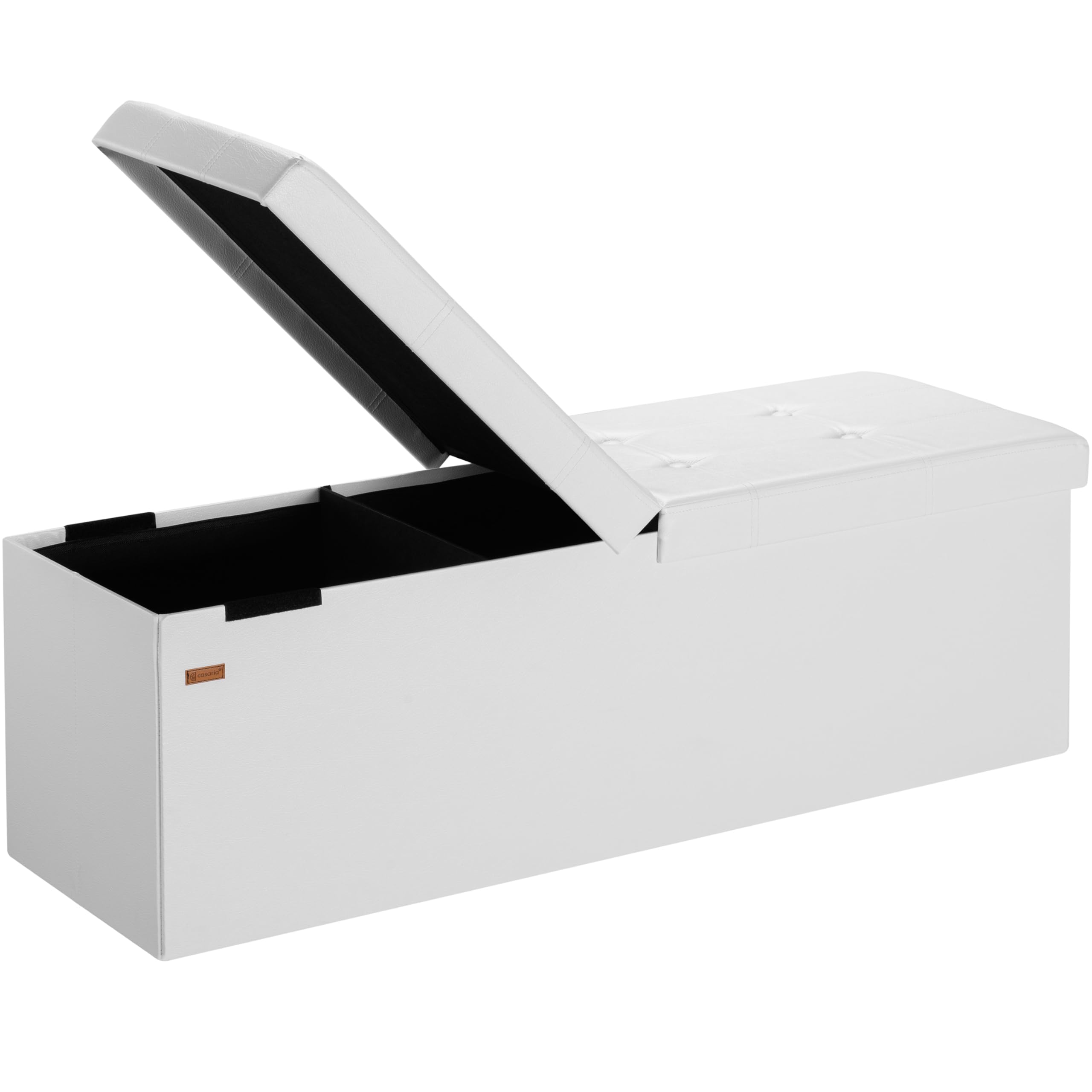 Casaria Banc de Rangement Blanc 115x38x38cm Coffre de Rangement Pliable 131L avec Couvercle Rabattable pour Salon Chambre