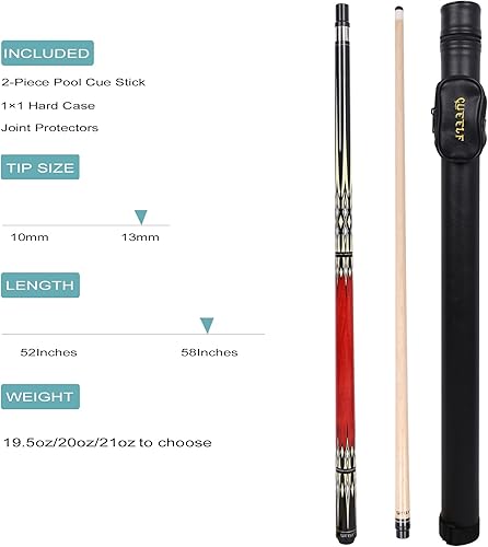 Miniatura 7 de CUEELF Taco de billar con eje de desviación baja con estuche rígido de 1 x 1, palos de billar profesionales con puntas de 0.512 in, juego de palos