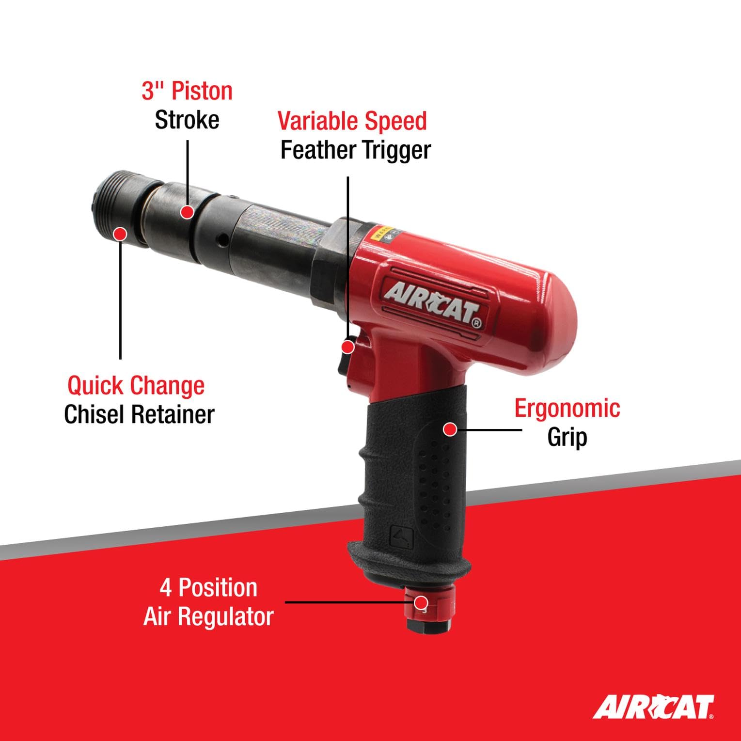AIRCAT Pneumatic Tools .401" Shank Super Duty Air Hammer, 2,500 BPM, Multi - Image 2
