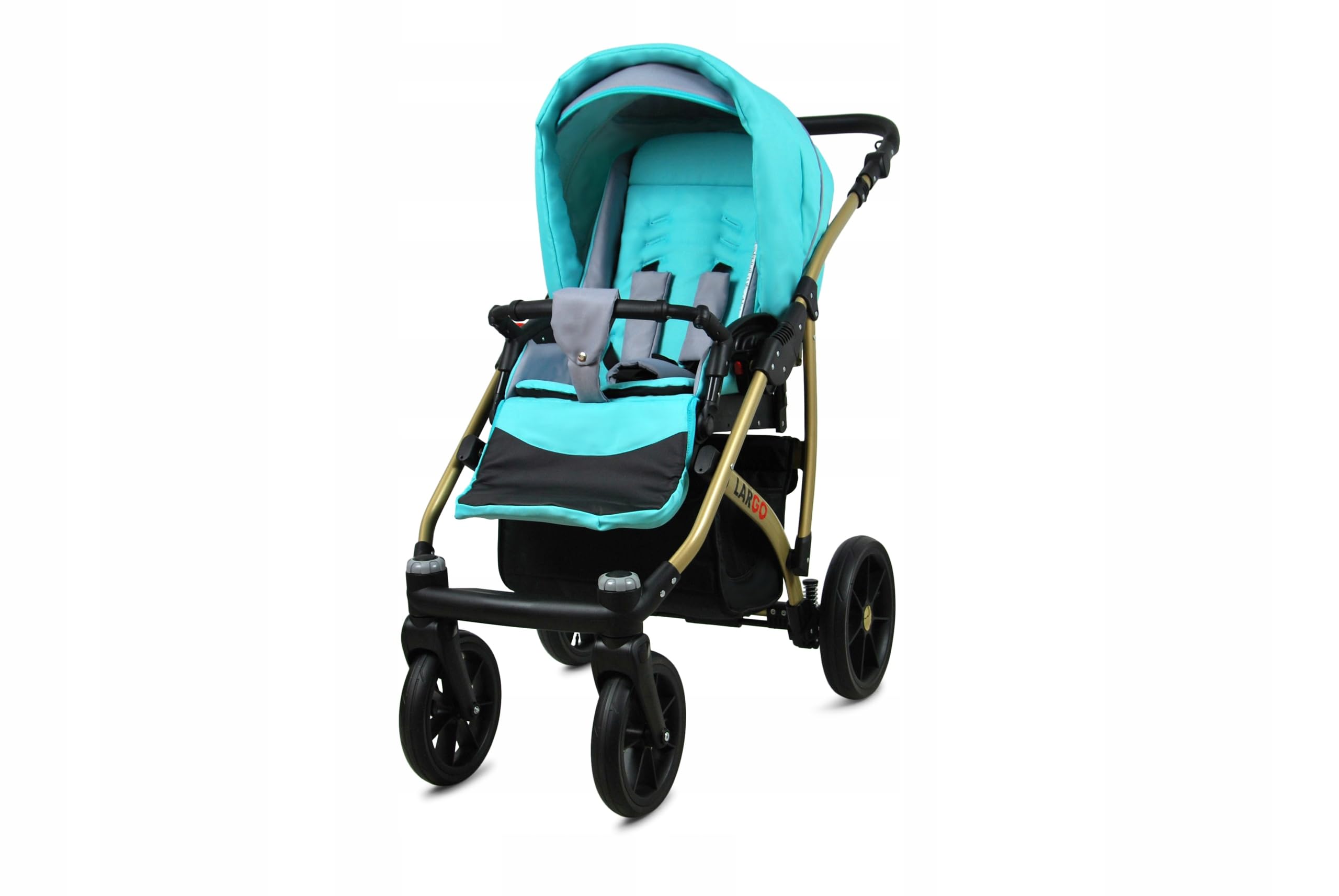 BabyLux Zestaw wózków dziecięcych 4 w 1 – Largo – w zestawie wanienka dla niemowląt, fotelik sportowy, fotelik samochodowy, stacja bazowa ISOFIX – fotelik samochodowy – zestaw wózków dziecięcych